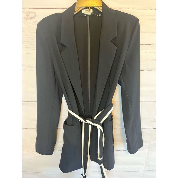 Jason Wu Black and Ivory Tie Waist Blazer Size Large - Picture 3 of 5